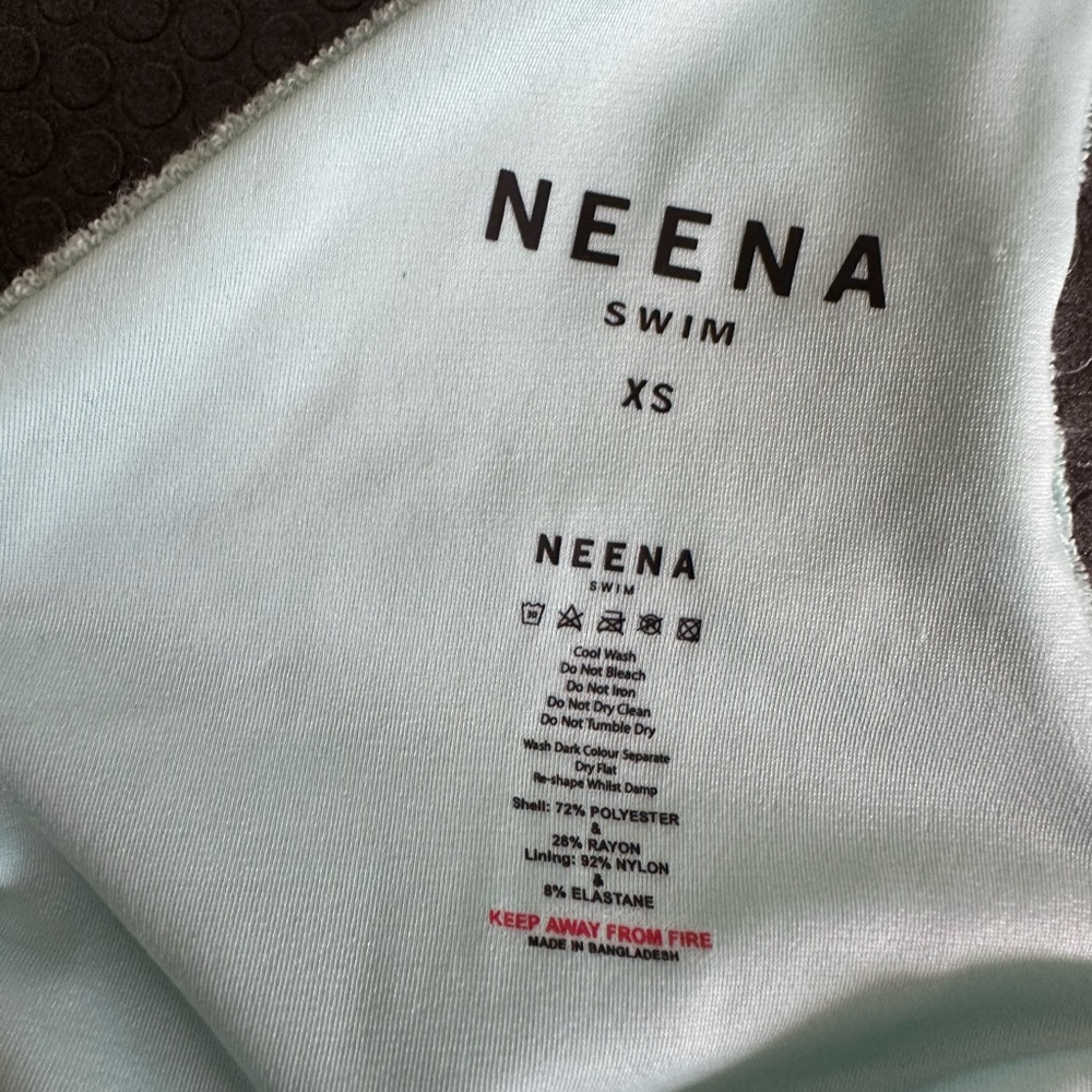 NWT NEENA Aqua Teal One Shoulder Double Strap Terry Cloth Bikini Top size XS - Picture 5 of 6